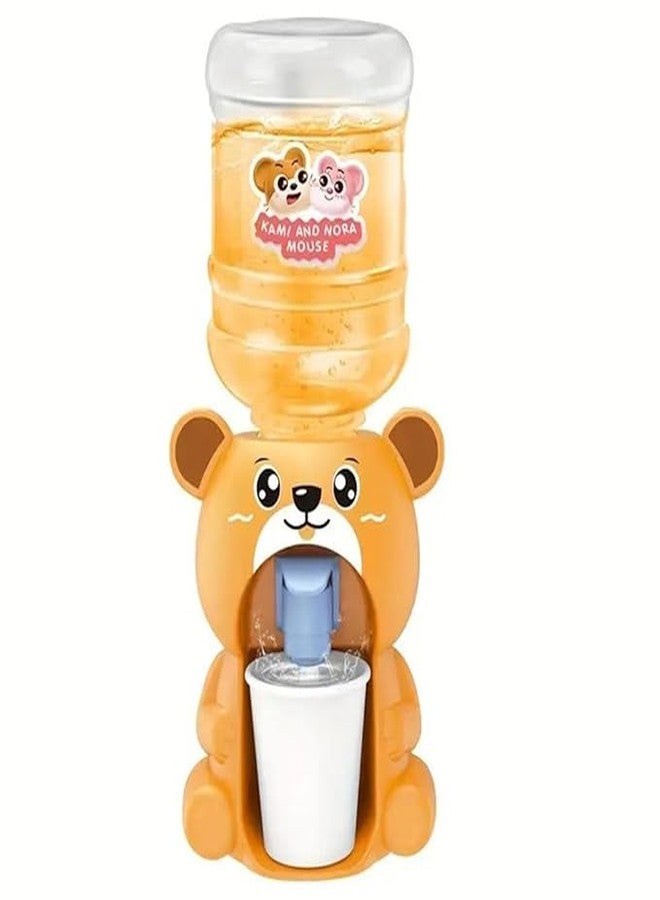 MANVI Mini Water Dispenser for Kids, Cartoon Character Drinking Fountain Pumps Water Juice, Tea, Milk Water Dispenser Toy for Kids (Bear) - Image 1
